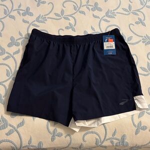 Brooks Men's Medium Navy and White Running Shorts 5” inseam